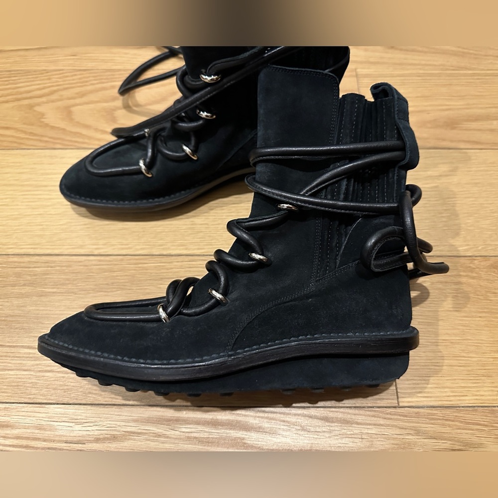 Balenciaga Suede Ankle Lace-Up Boots